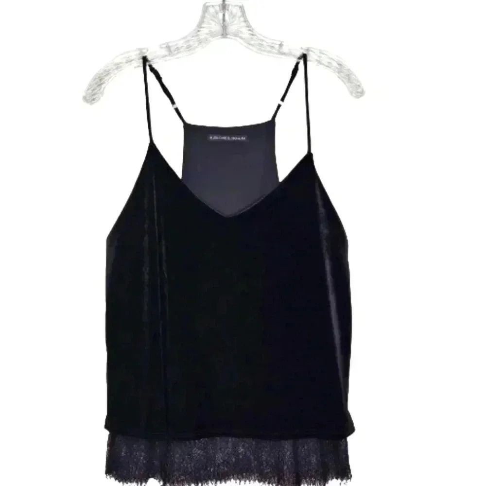❤️ LAST CHANCE SALE Harlowe & Graham Black Lace Hem Cami Tank Top Medium - Picture 3 of 8